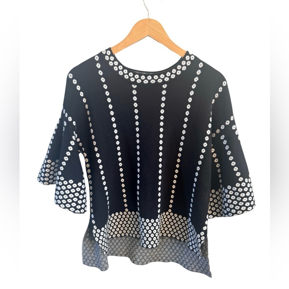 Anthropologie Sunday in Brooklyn Bell Sleeve Polka Dot Sweater Black XSP